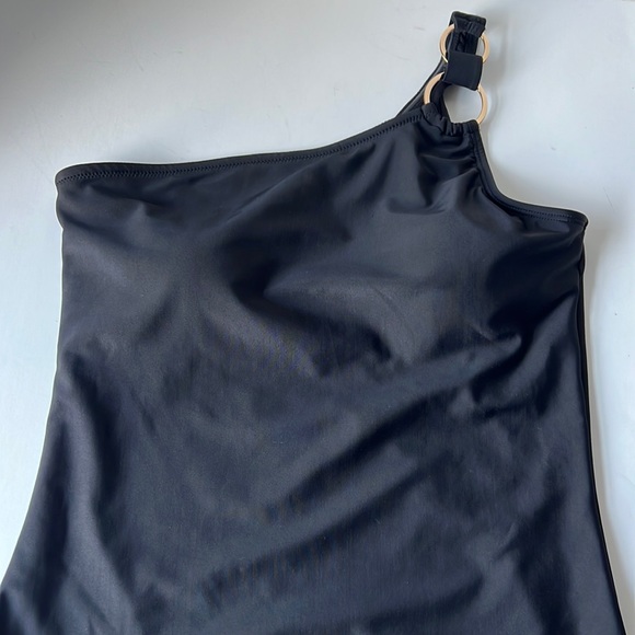 Nine West Women Swimsuit Black One Piece One Shoulder New Large - Picture 4 of 14